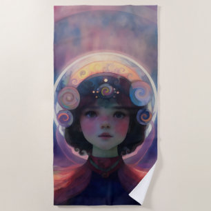Ethereal Fantasy Celestial Child Dream Guardian Beach Towel