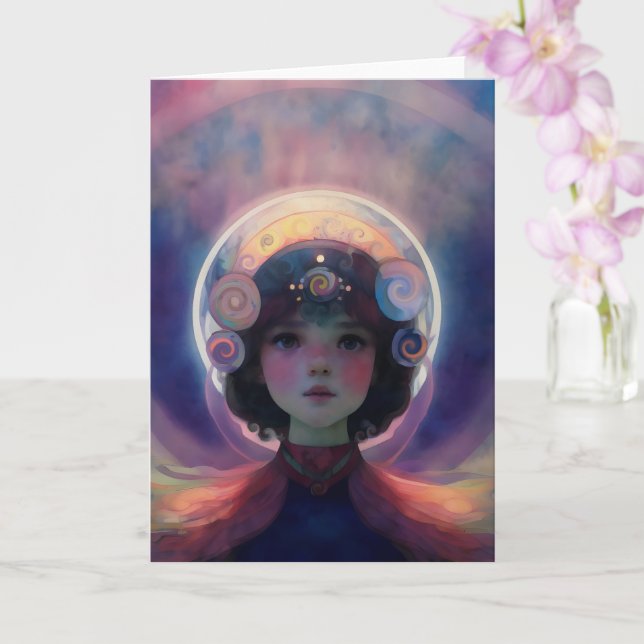 Ethereal Fantasy Celestial Child Dream Guardian Card (Orchid)