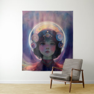 Ethereal Fantasy Celestial Child Dream Guardian Tapestry