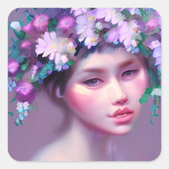 Ethereal Fantasy Fairytale Art | Pretty Women  Square Sticker (Front)