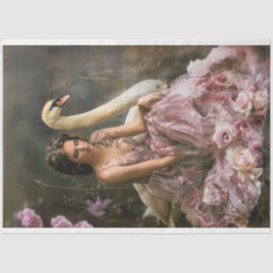 Ethereal Fantasy Portrait Floral & Swan Tissue Paper