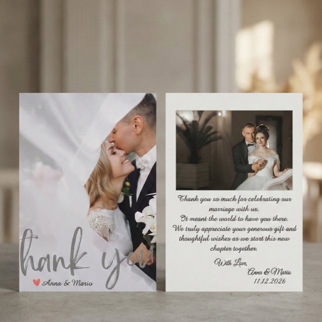 Ethereal Faux Vellum Overlay Printed Silver Thank You Card (Creator Uploaded)