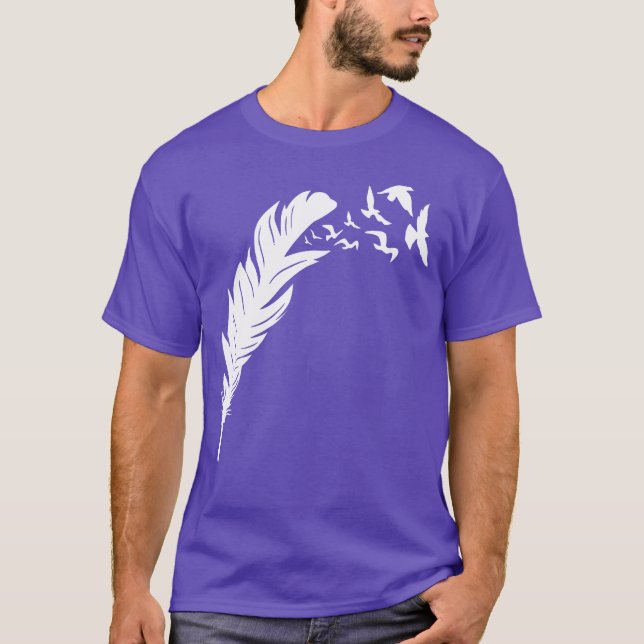 Ethereal Feather with Flying Birds Design family T-Shirt (Front)
