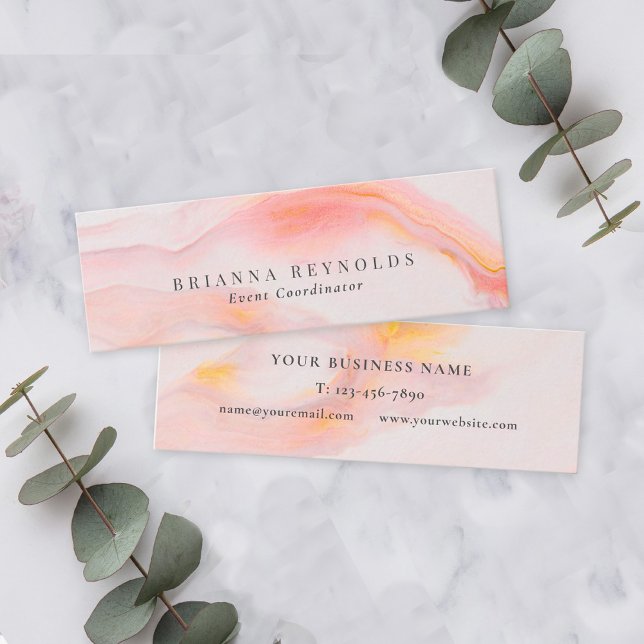 Ethereal Feminine Pink Marble Mini Business Card (Creator Uploaded)