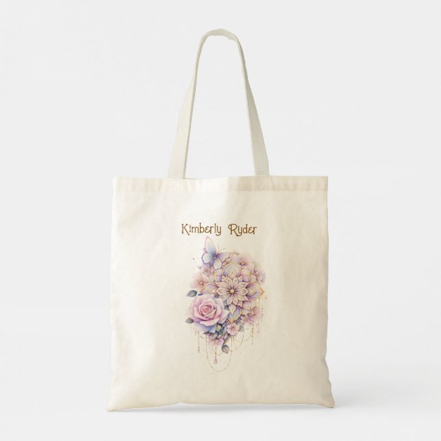 Ethereal Floral Mandala in Soft Pastel Elegance Tote Bag (Back)