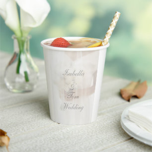 Ethereal Floral Romance Photo Wedding Party Paper Cups