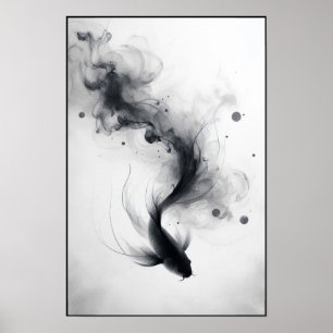 Ethereal Flow of a Graceful Koi Abstract Poster