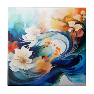 Ethereal Flow of Alcohol Ink Ceramic Tile