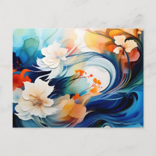 Ethereal Flow of Alcohol Ink Postcard