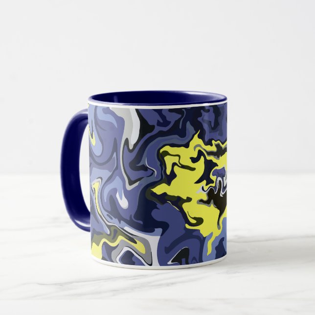 Ethereal Flow of Yellow and Blue  Mug (Front Left)