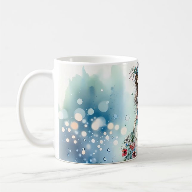 Ethereal Flower Fairy in Watercolor Dreamscape Coffee Mug (Left)