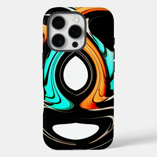 Ethereal Fluidity | Black, Cyan, & White Abstract  Case-Mate iPhone Case (Back)
