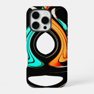 Ethereal Fluidity Black, Cyan, & White Abstract iPhone Case