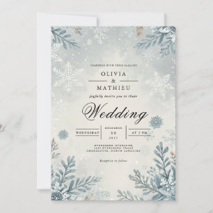 Ethereal Frost Botanical Winter Wedding Invitation