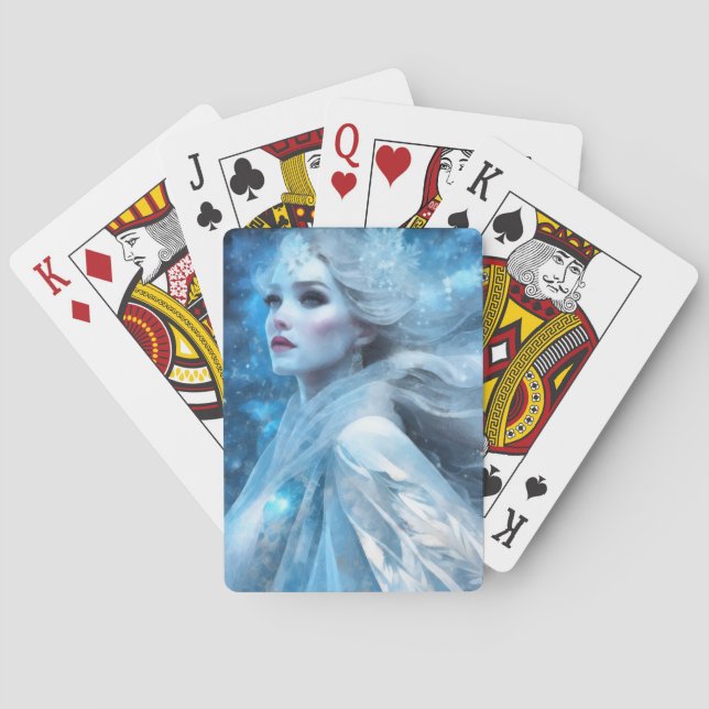 Ethereal Frozen Snow Queen Fantasy Art Playing Cards (Back)
