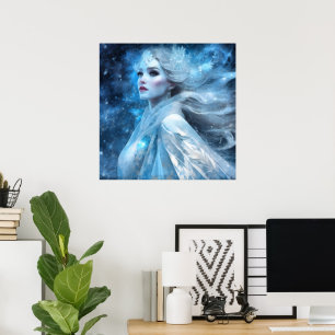 Ethereal Frozen Snow Queen Fantasy Art Poster