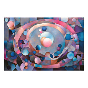 Ethereal Geometry: Retro Blues Pinks Glass Effect Photo Print
