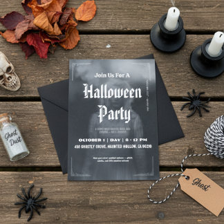 Ethereal Ghostly Figure Halloween Invitation Card.