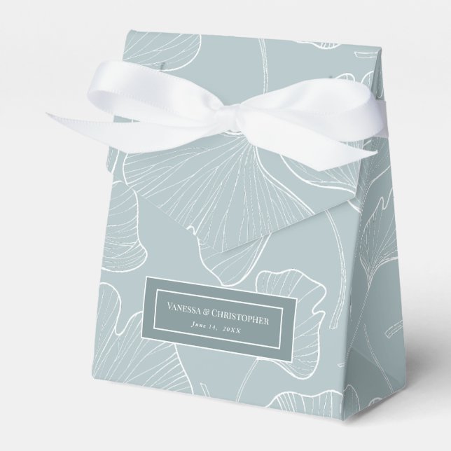Ethereal Ginkgo Biloba Wedding Favour Box (Front Side)