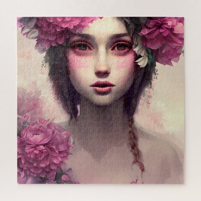 Ethereal Girl with Pink Freckles Jigsaw Puzzle (Vertical)
