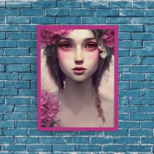 Ethereal Girl with Pink Freckles Poster