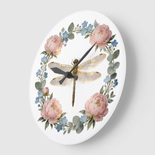 Ethereal Glow Dragonfly Art Large Clock