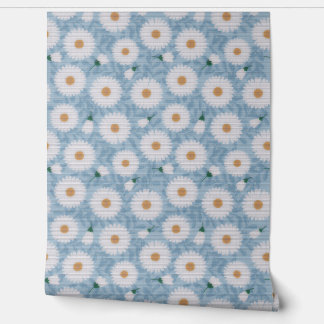 Ethereal Glow: White Daisy on Dusty Peel & Stick Wallpaper