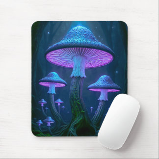 Ethereal Glowing Bioluminescent Forest Fungal Mouse Pad