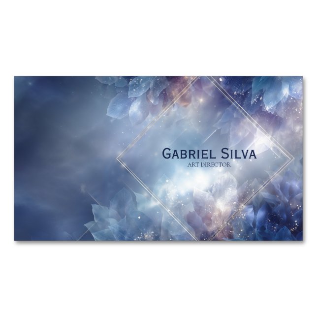 Ethereal Glowing Celestial Crystal Magnetic Business Card (Front)