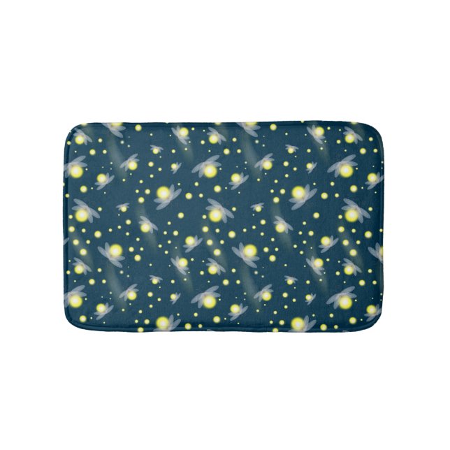 Ethereal Glowing Fireflies at Night Pattern Bath Mat (Front)