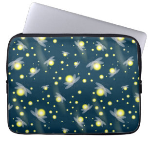 Ethereal Glowing Fireflies at Night Pattern Laptop Sleeve