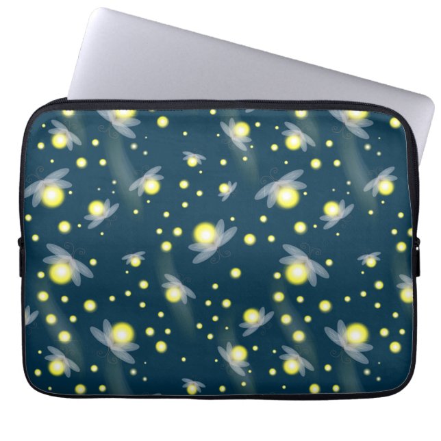 Ethereal Glowing Fireflies at Night Pattern Laptop Sleeve (Front)