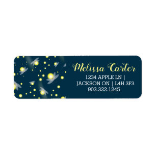 Ethereal Glowing Fireflies at Night Pattern Return Address Label