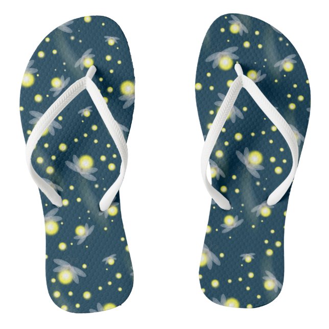 Ethereal Glowing Fireflies at Night Pattern Thongs (Footbed)