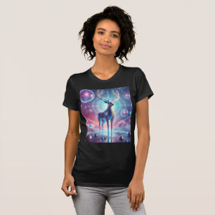 Ethereal Glowing Stag T-Shirt Design.