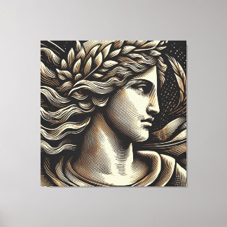 Ethereal Goddess - Engraved Woodcut Style Canvas Print