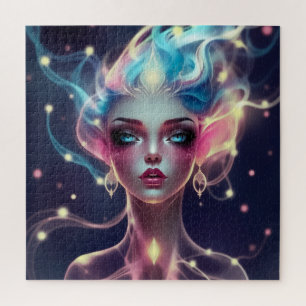 Ethereal Goddess Light Burst- Mystical Fantasy Art Jigsaw Puzzle