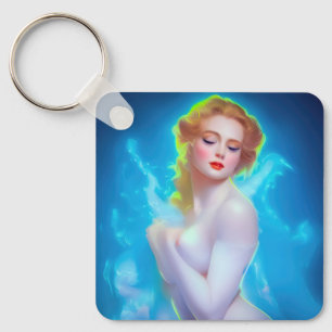Ethereal Goddess Portrait – Surreal Fantasy Key Ring