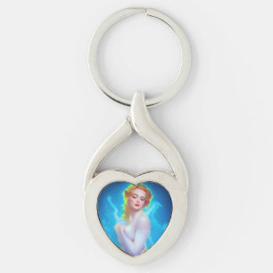 Ethereal Goddess Portrait – Surreal Fantasy Key Ring