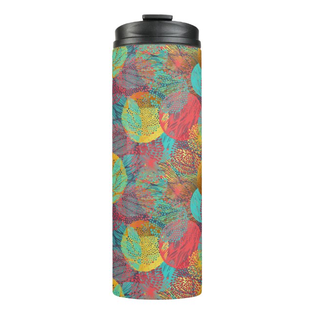 Ethereal Golden Blossoms - Seamless Floral Harmony Thermal Tumbler (Front)