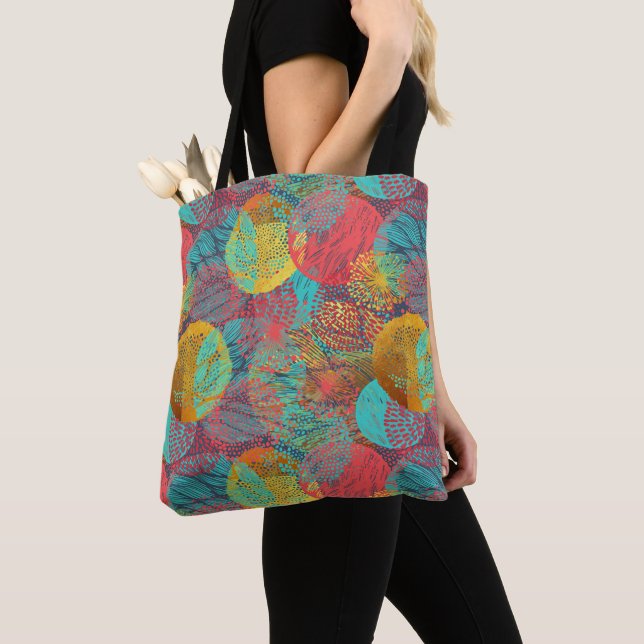 Ethereal Golden Blossoms - Seamless Floral Harmony Tote Bag (Close Up)