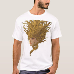 Ethereal Golden Goddess Portrait Graphic T-Shirt