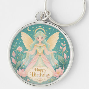 Ethereal Golden-Winged Fairy Angel Key Ring