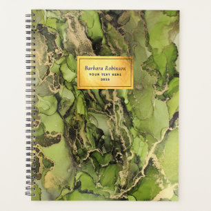 Ethereal Green Black Gold Abstract Ink  Planner