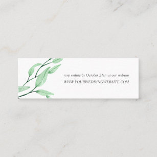 Ethereal Green    leaves chic  Wedding  Website Mini Business Card