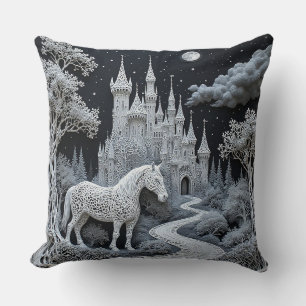 Ethereal Horse and Enchanted Castle Cushion