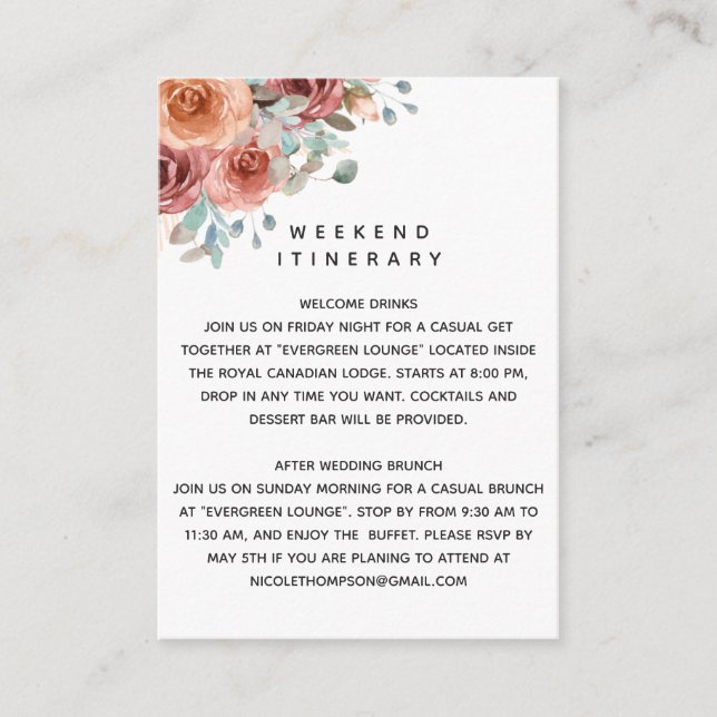 Ethereal in Blush Peach Wedding Itinerary, Details Enclosure Card (Front)