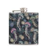 Ethereal Jellyfish and Anemones in Teal and Pink