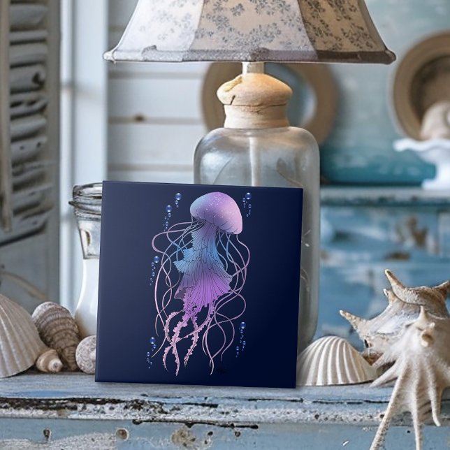 Ethereal Jellyfish Violet Blue Ceramic Tile (Creator Uploaded)