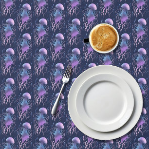 Ethereal Jellyfish Violet Blue Tablecloth